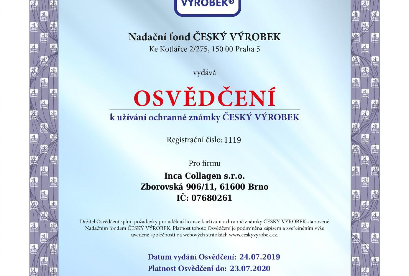 Získali jsme známku Český výrobek