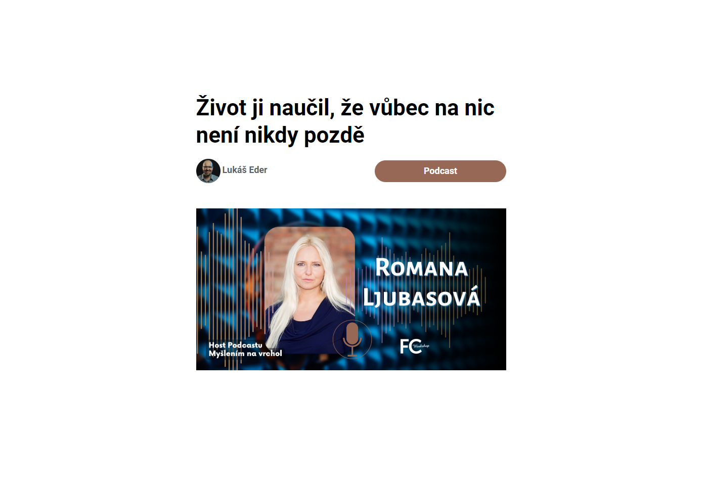 Romana Ljubasová v podcastu First Class