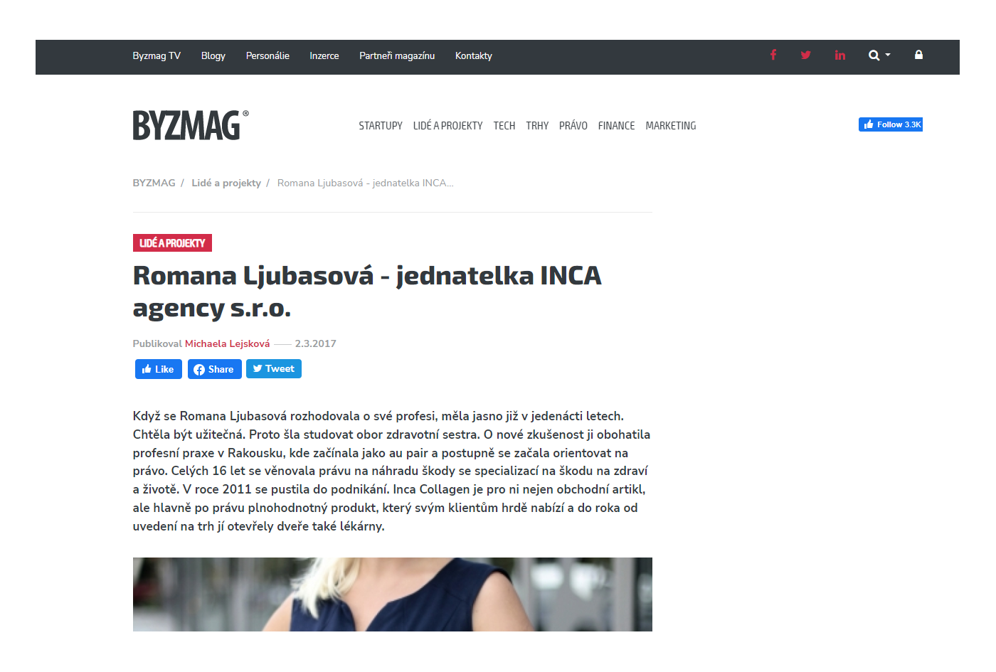 Romana Ljubasová v Byzmag.cz: "Za vším stojí tvrdá dřina a skvělý produkt"